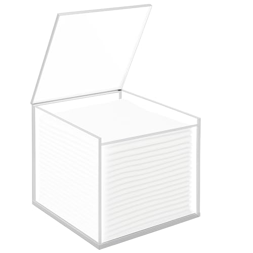 Disposable Face Towel Holder with 50 Count Clear Acrylic Storage Box - Compatible with XL Face Towels and Makeup Organizer