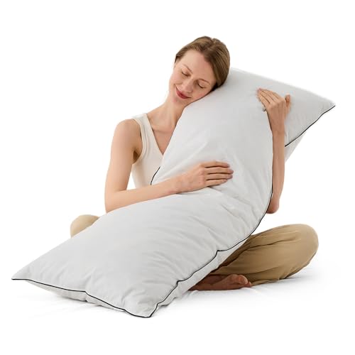 DWR Goose Feather Down Body Pillow - Organic Cotton Cover, Medium, 20x54 - Body Pillow Only