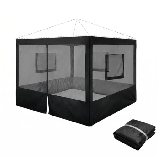 Outdoor Food Tent Sidewalls - Breathable Mesh Canopy Walls with Zipper & Windows, 10x10 ft, No Frame Included