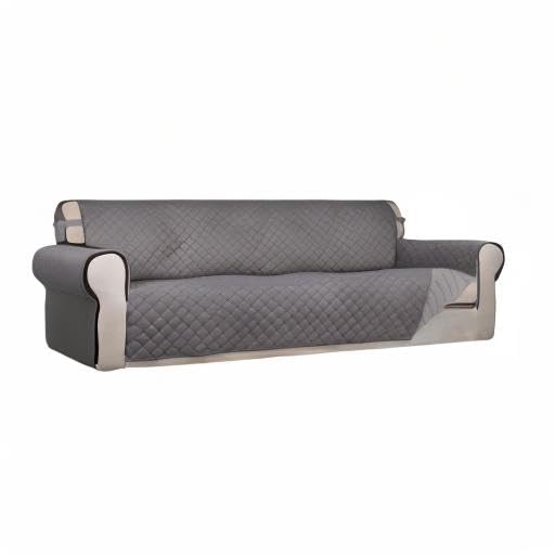 PureFit Reversible Quilted Couch Cover for Dogs 88" 4 Seater Gray/Light Gray