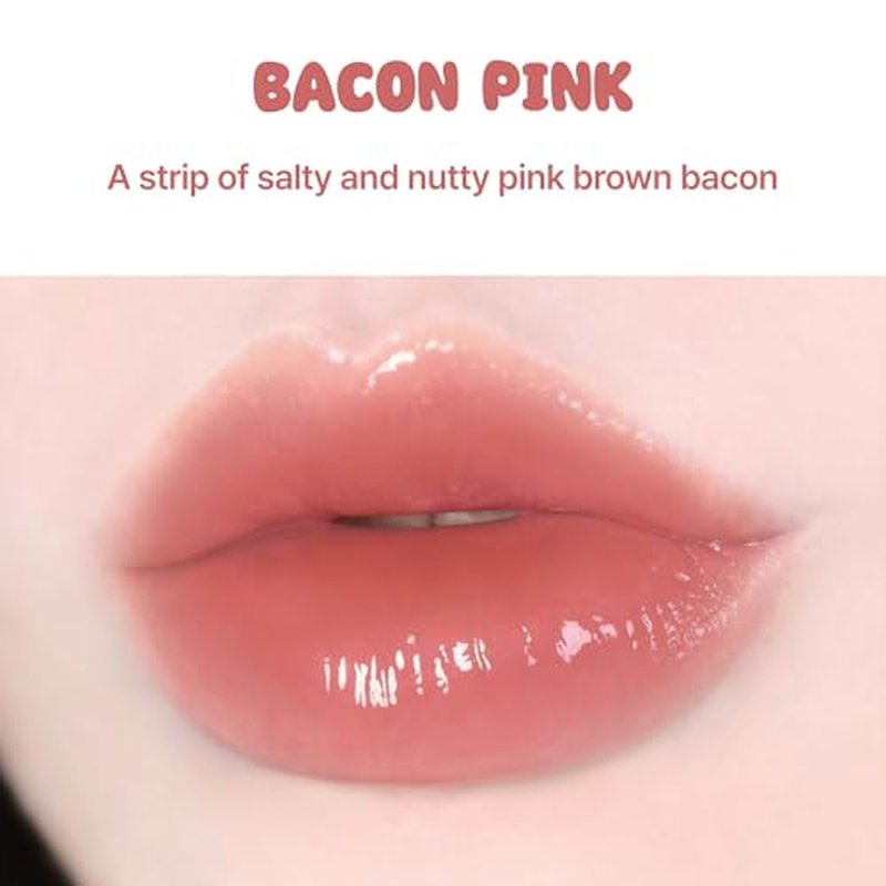 BLACK ROUGE Glow Bokki Tint, GB07 Bacon Pink ? Korean Lip Tint Inspired by Tteokbokki, Non-Sticky Long-Lasting Lip Stain with Glossy Finish, Cute Stickers ? Original Red, Rose, Soy