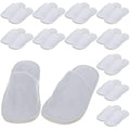 Tarpop 12 Pairs Disposable Slippers for Guests Bulk House Spa Slippers Fluffy Coral Fleece Indoor Hotel Shoes for Women Men Shoeless Home Hotel Bedroom Travel(White)