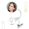 10X Magnifying Clip-On Makeup Mirror with Light - 6.5 Inch Travel Vanity with 360° Rotation