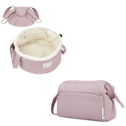 Barrel Drawstring Makeup Bag with Wide-open Make up Bag
