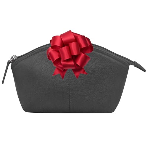 ili New York Genuine Leather RFID Blocking Cosmetic Makeup Pouch Black