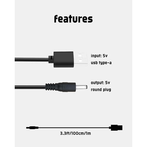 uijino TCMKY Hair Clippers for Men Charger, TCMKY Hair Clippers Charger TX768, 3.3ft Power Cord, 1 Cleaning Brush