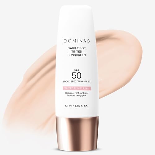 DOMINAS Tinted Sunscreen SPF50 Tone Correction UV Defense 1.69oz - Water-In-Oil Formula, Hydrating & Skin Tone Boosting, Variation: Tinted