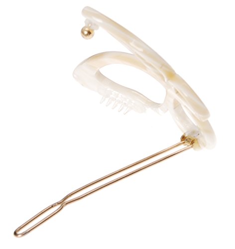 Large Butterfly Cutout Hair Barrette - Alba Finish, French Tige Boule Clasp