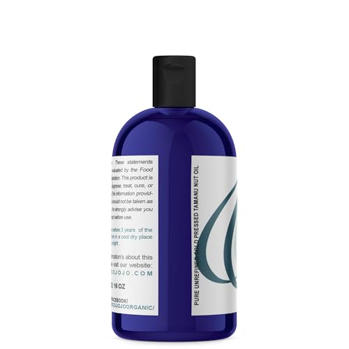 cocojojo Tamanu Nut Oil - 100% Pure, Unrefined, Cold Pressed from Jamaican - 16 oz - Hydrating, Moisturizing, Nourishing, Carrier Oil for Skin, Hair, Nails, Body, Face and More - Bulk Pint