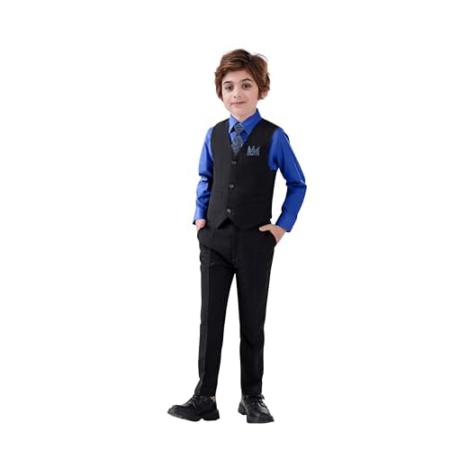 Boy's 5-Piece Suit, Boys' Formal Suit Set with Vest Pants and Tie, Boys Formal Dresswear Vest Set, Toddler Boy Vest Set