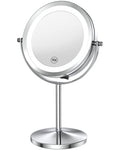 Silver 10X Magnifying LED Makeup Mirror - 7-Inch Double Sided Standing Vanity Mirror