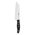 7-Inch Razor-Sharp German Hollow Edge Santoku Knife - Black & Stainless Steel
