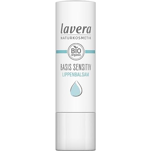lavera basis sensitiv Lip Balm - for sensitive lips - moisturises & soothes - with organic jojoba oil & organic almond oil - vegan