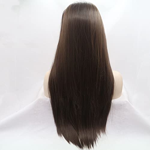 Long Silky Straight Brown Lace Front Wig 24 Inch for Women - Variation Brown
