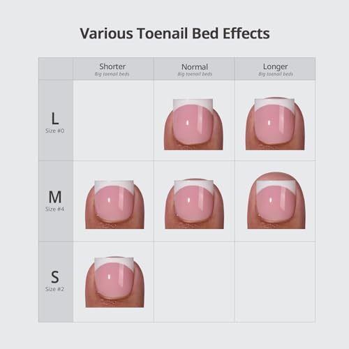 BTArtBoxNails XCOATTIPS Press On Toenails – Pink Base, S-L, Sharp Square