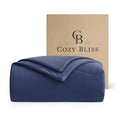 Queen Size Cooling Comforter - Reversible Lightweight Summer Blanket for Hot Sleepers - Dark Blue 90x90