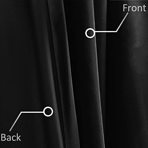 Fcosie Home Theater Curtains Velvet Darkening Drapes Black 100W x 96L - Variation Black + No Liner