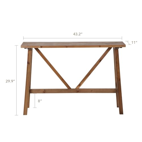 Wnutrees 43" Farmhouse Solid Wood Console Table - Rustic Hallway/Entry Sofa Table