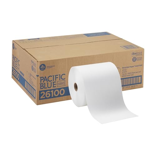 Recycled Paper Towels 7.875 Inch Roll - 6 Rolls, 1000 Feet Each, White