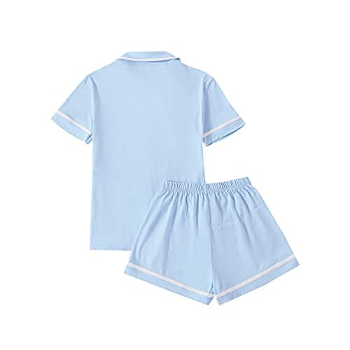 LYANER Women's Cotton Pajamas Set Button Short Sleeve Shirt with Shorts Set PJs Loungewear