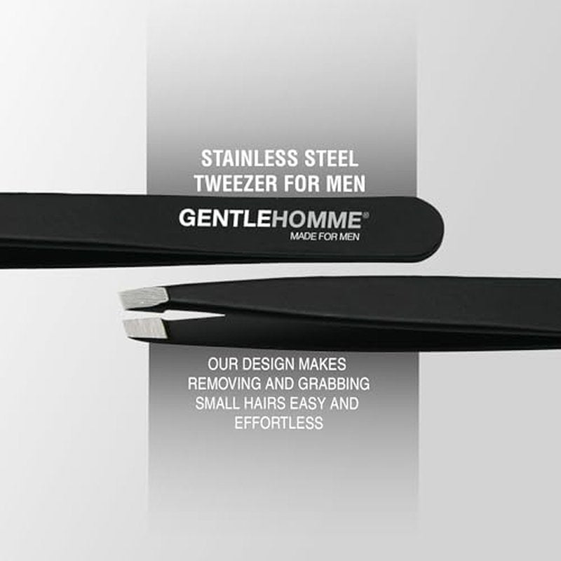 Gentlehomme - Tweezers - Men¡¯s Beard, Eyebrow & Facial Hair Tweezers - Shape Eyebrows & Clean Up Your Beard - Designed to Grasp Thick, Coarse Hair - Precise Straight Flat Tip - Stainless Steel -1 Pack