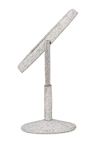 Bling Vanity Mirror with 2X Magnification - Crystal Rhinestone Double-Sided Makeup Mirror - TISHAA Variation of 2X Lens Version