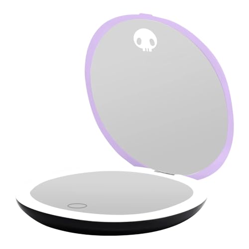 Impressions Vanity Kuromi Portable Round LED Compact Mirror for Purse, Lighted Travel Makeup Mirror with 3X Magnification, Daylight LED Lighting, Adjustable Brightness and Soft Touch Sensor