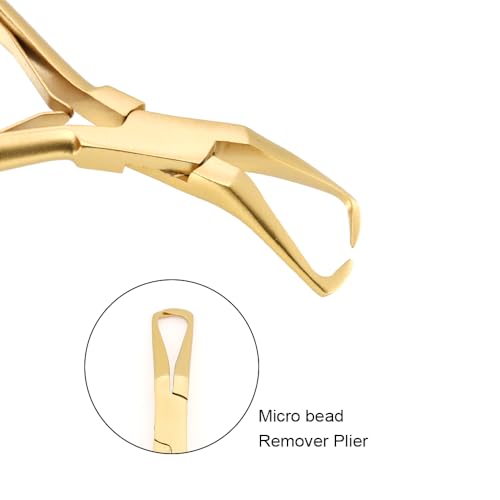 GlamorDove Gold Hair Extension Tool Kit with Microlink Pliers & Beading Needles - 2 Pcs