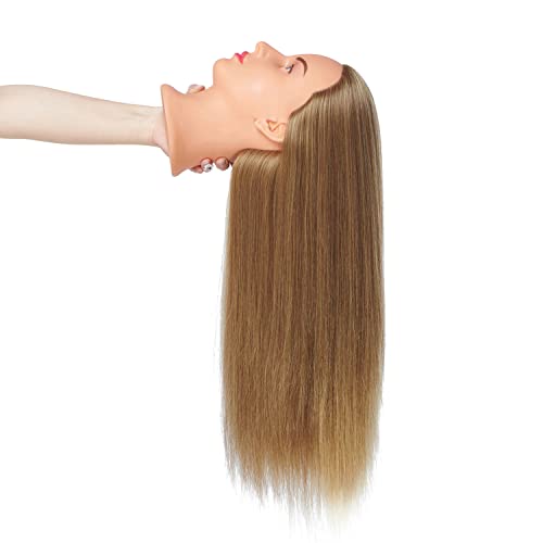 26-28 Inch Golden Brown Synthetic Hair Mannequin Head for Hair Styling & Training