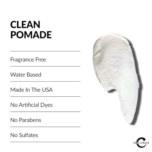 Challenger Fragrance-Free Hair Pomade 3oz - Medium Firm Hold, Non-Comedogenic, Water Soluble