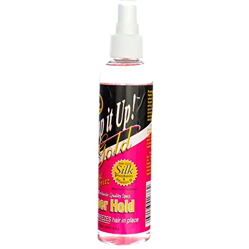 Bronner Brothers Pump It Up Spritz Gold Super Hold Hair Spray 8oz Pack of 4 - Fast Drying, No Buildup