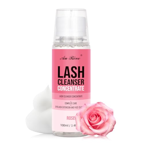 AuReve Lash Shampoo Concentrate Rose 100ml - Deep Cleanser for Lashes & Extensions