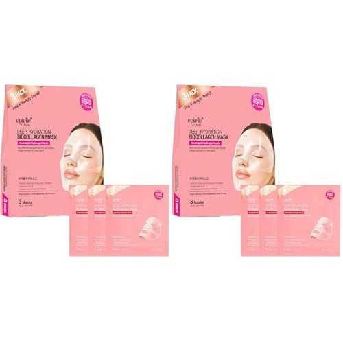 Epielle Deep Hydration BioCollagen Mask 3 Count, Overnight Hydrogel Facial Mask with 500DA Ultra-Low Molecular Collagen, Hyaluronic Acid & Galactomyces Ferment Filtrate, Korean Skin Care (Pack of 2)
