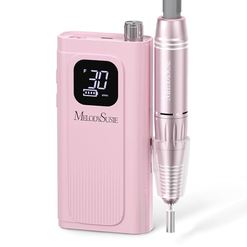 MelodySusie Professional Rechargeable Nail Drill 30000 RPM with Professional Tornado and Cuticle Clean Nail Drill Bit