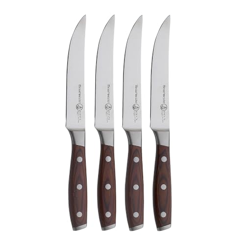 Pakkawood Handle Steak Knife Set - Forged 5-Inch Fine Edge, Rust-Resistant, 4 Piece