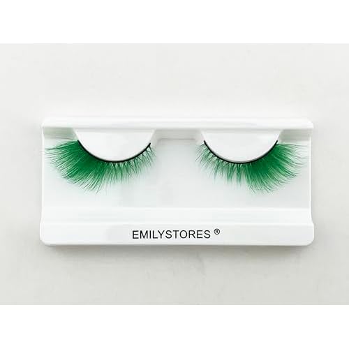 Halloween False Eyelashes Neon Green Black-Red Yellow Dramatic Costume Lashes 1 Pair for Halloween Costume Makeup (Green)
