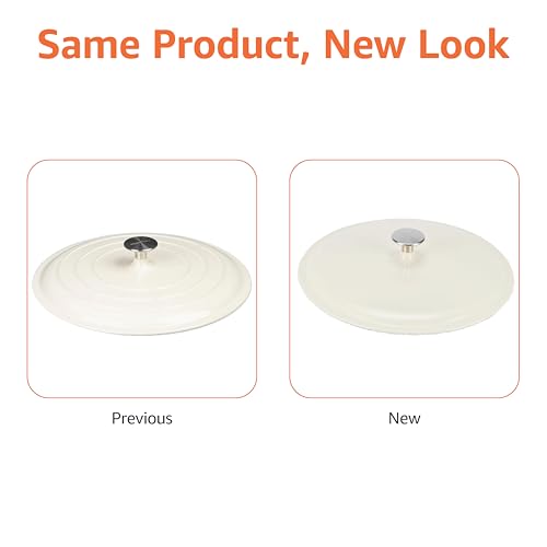 White Enamel Cast Iron Covered Casserole Skillet 3.3 Quart Oven Safe