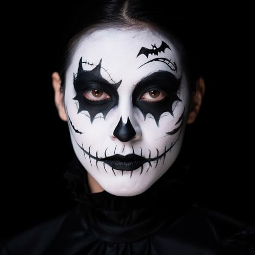 Spooktacular Creations Halloween Makeup Face Body Paint Waterproof Foundation Cream Cake Tub, Halloween Party Cosplay Clown Sfx Costume and Dress Up Makeup for Adult(1 Oz, Black)
