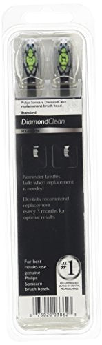Genuine Philips Sonicare DiamondClean Replacement Brush Heads - Black, 2 Pack HX6062/94