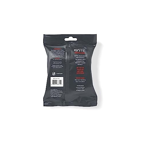 Ignite Mens Body Wet Wipes, Extra Thick 8" x 8" Shower Wipes, Revitalizing Scent, 10 Count (Pack of 3)