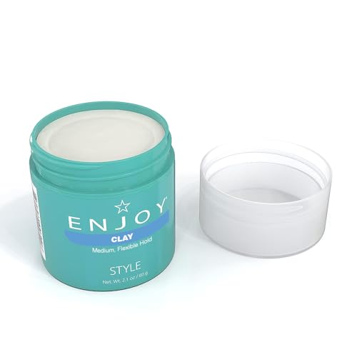 ENJOY Clay, Non-Greasy Paste, Flexible Texture and Hold, Color Safe, Anti Frizz Hair Products, Hair Styling Cream, Hair Styling Products - 2.1 Oz