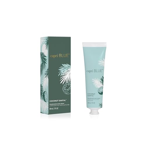 Capri Blue Moisturizing Hand Cream Travel Size ? Flora Edit Collection ? Nourishing Hand Cream for Dry Cracked Hands with Jojoba Oil & Shea Butter ? Purse Essentials ? Skin Care (Coconut Santal, 3 oz)