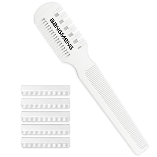 Hair Cutter Comb, Shaper Razor Comb, Split Ends Trimmer Styler, Double Edge Razor Blades for Thinning, Cutting and Styling, Extra 5 Blades Included