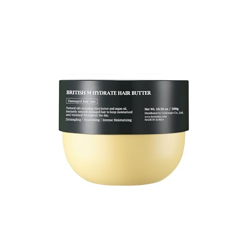 BRITISH M Hydrate Hair Butter 10.14 oz - Intensive Moisturizing Leave-In Treatment for Dry & Damaged Hair