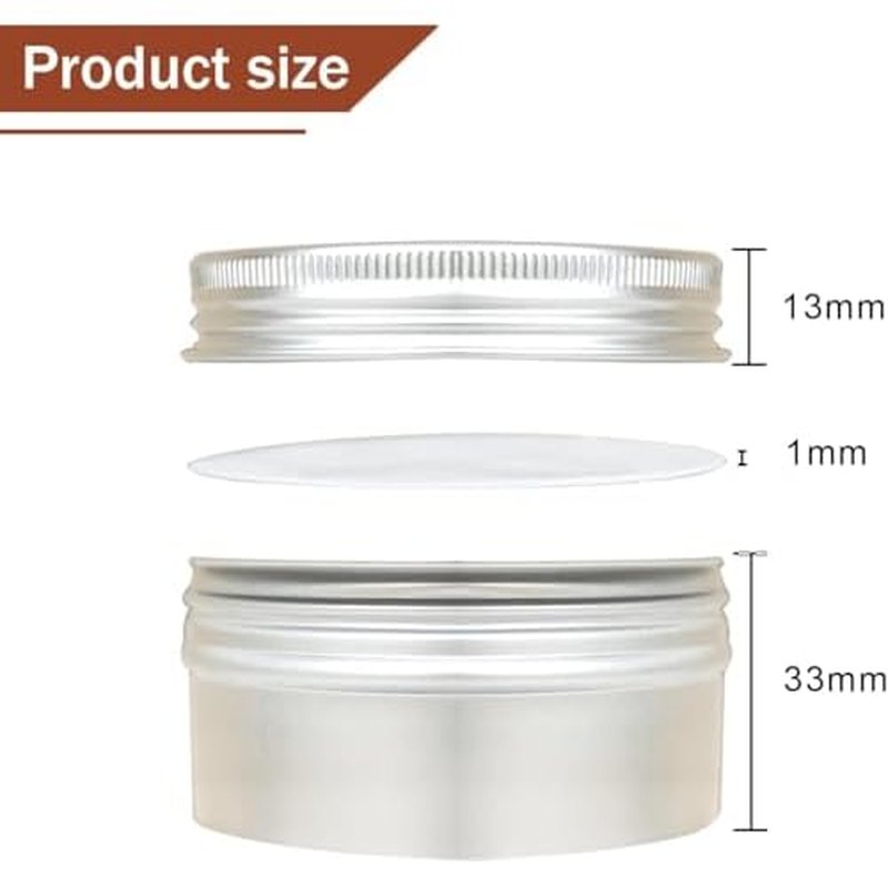 3 oz Tins with Lids, 40 Pack Aluminum Jars 3 oz Tin Salve Tins Refillable Containers With Screw Top and Labels for Salve,Candle,Spices or Balms(Silver)