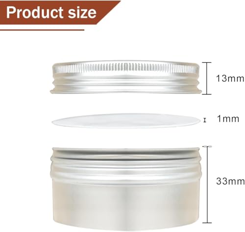 Silver 3 oz Tin Salve Containers - 40 Pack Refillable Aluminum Jars with Lids & Labels