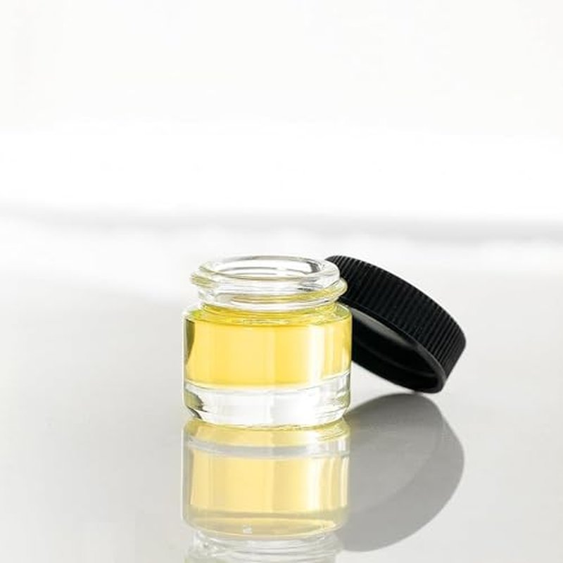 (200 Pack) 5ml Thick Glass Jars with Black Lids - Airtight Containers for Oil, Lip Balm, Wax, Cosmetics - Mini Refillable Jars Great for Travel, Samples, & More