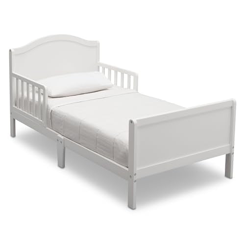 Delta Children Bennett Wood Toddler Bed Bianca White - Greenguard Gold Certified, Low Profile, Safety Guardrails