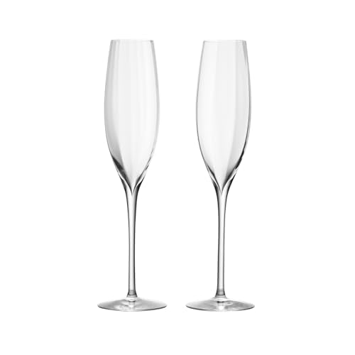 Waterford Elegance Optic Champagne Flute Pair - Crystal Stemware for Special Occasions
