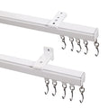 ChadMade Aluminum Ceiling/Wall Curtain Track Set 9ft-12ft White with Hooks